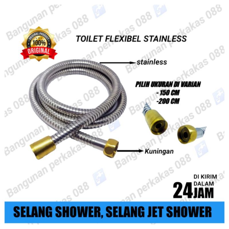 Selang Shower 150cm-200cm Kuningan Asli - Selang Shower - Selang Kloset - Selang Hand Shower