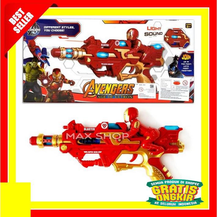 PISTOL AVENGER AVENGERS GUN IRONMAN SENJATA MAINAN ANAK IRON MAN LASER PROMO