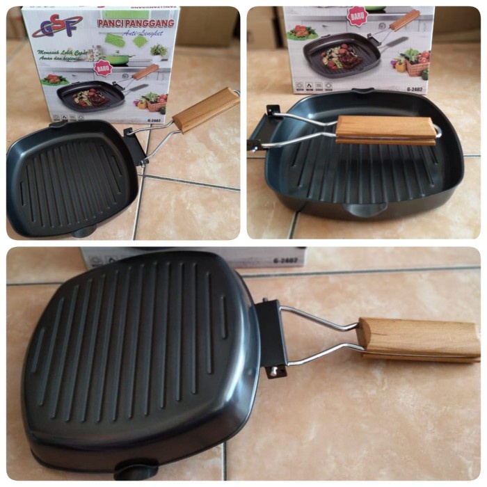 SQUARE GRILL PAN GSF G 2402 PANCI TATAKAN GRILL PANGGANGAN BBQ / SQUARE GRILL PAN GSF G 2402 PANCI TATAKAN BERGARANSI RESMI 1 TAHUN MANTAP