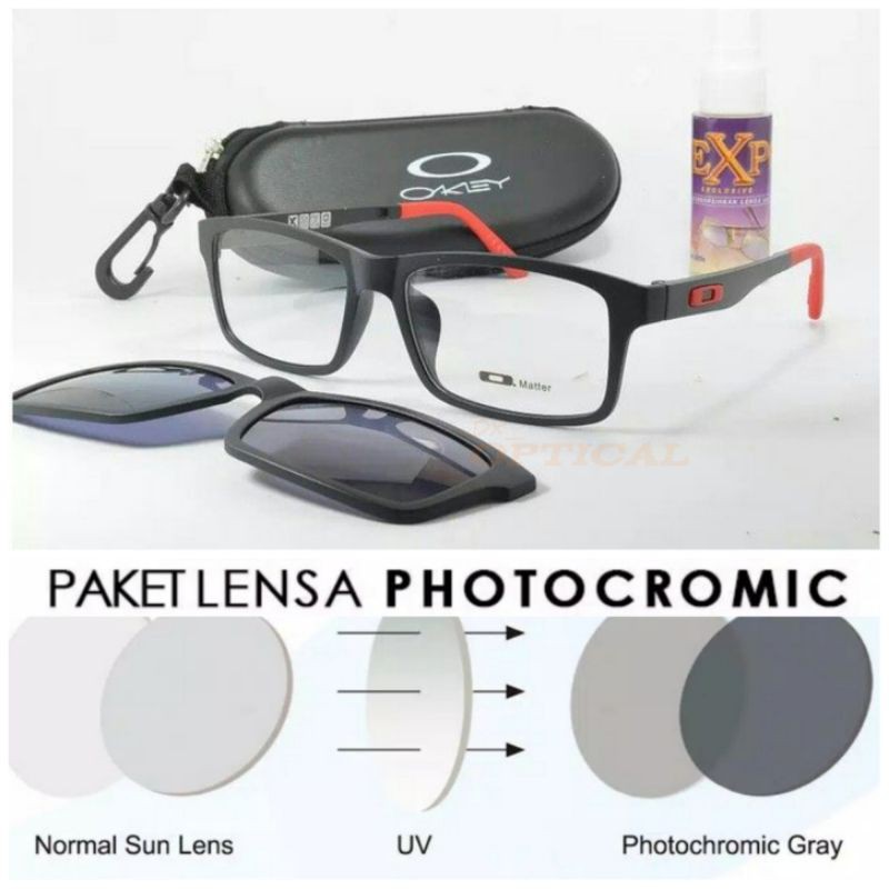 | CLIP ON 8004 | PAKET LENSA PHOTOCROMIC | Frame Kacamata Cowok Super | Kacamata Sporty