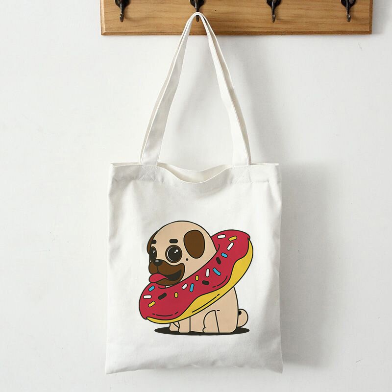 MYSTIQUE.ID-TOTE BAG DONAT PUG LUCU DAN AESTHETIC