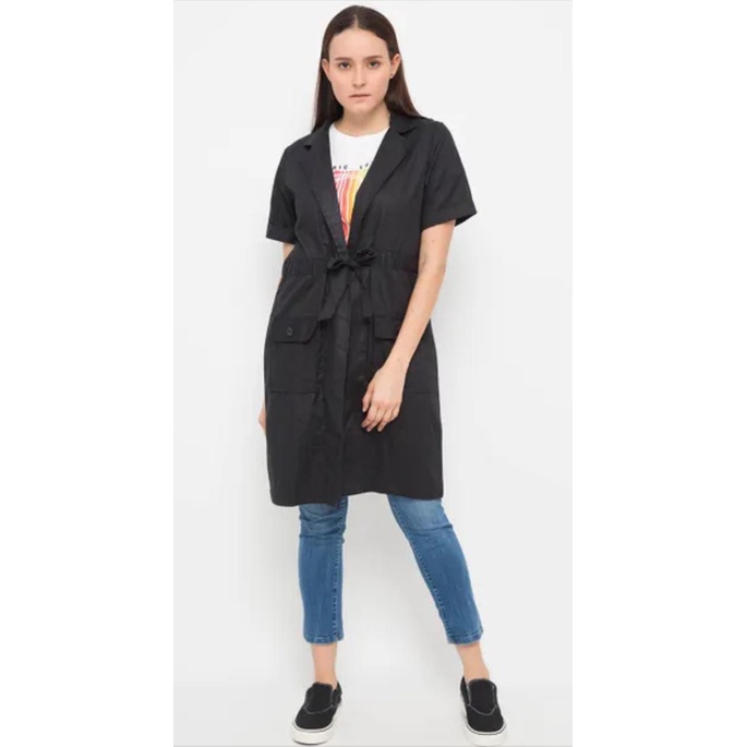 Chic Girl S M L XL Outer Wanita Lengan Pendek Hitam katun korea Original branded brand matahari rema