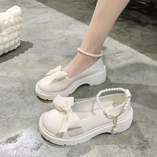 Sepatu Kerja Wanita Pita Sepatu Docmart Pearl Perempuan Import Mary Jane Cewek Korean SK-027