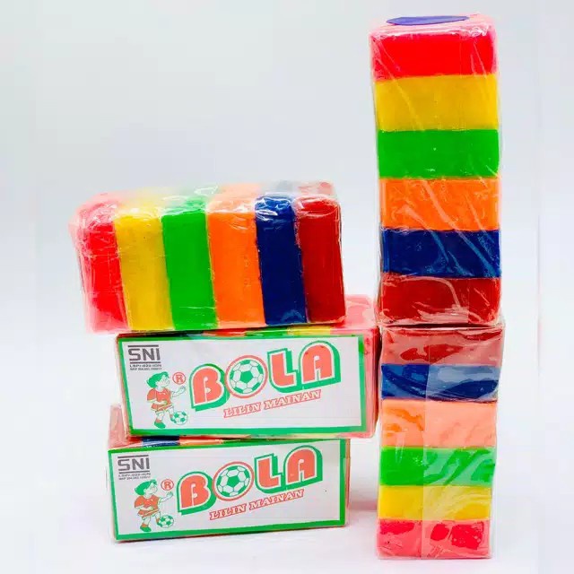 PLASTISIN WARNA ISI 6 - BESAR/malam warna/plastisin