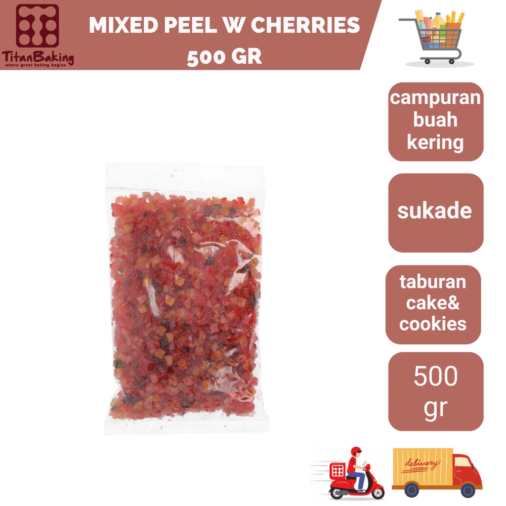 

Mixed Peel Cherries 500gr Buah Mix/ Sukade