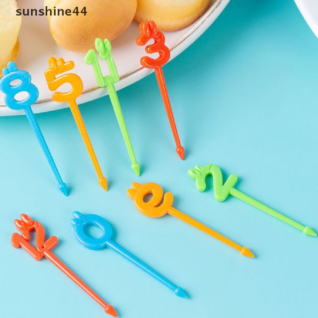 Sunshine set Garpu Buah Desain Kartun Binatang Lucu Bahan Plastik Untuk Anak