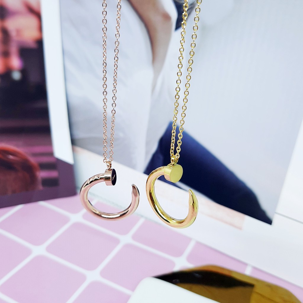 Kalung Titanium Fashion Korea Paku Gold Rosegold - BN429