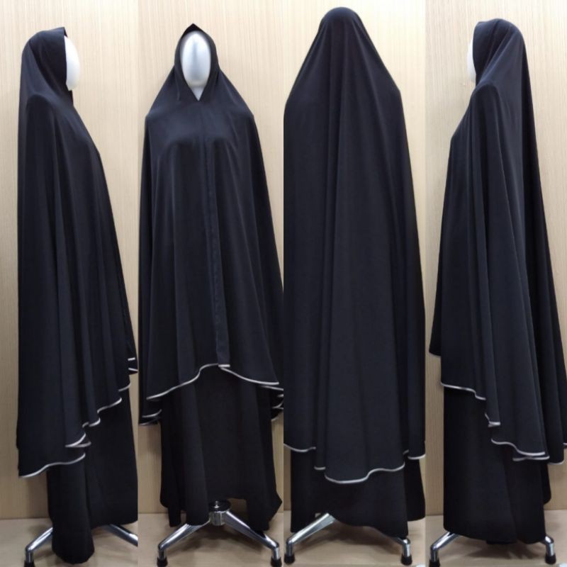 Khimar Jetblack XXL Jumbo Soft Pet dan Non Pet