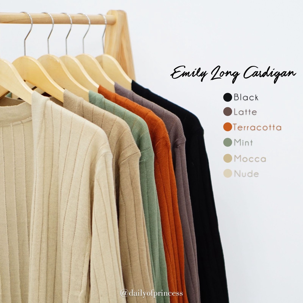 New Emily Long Cardigan Rajut Premium Free Size | Cardigan Panjang Wanita