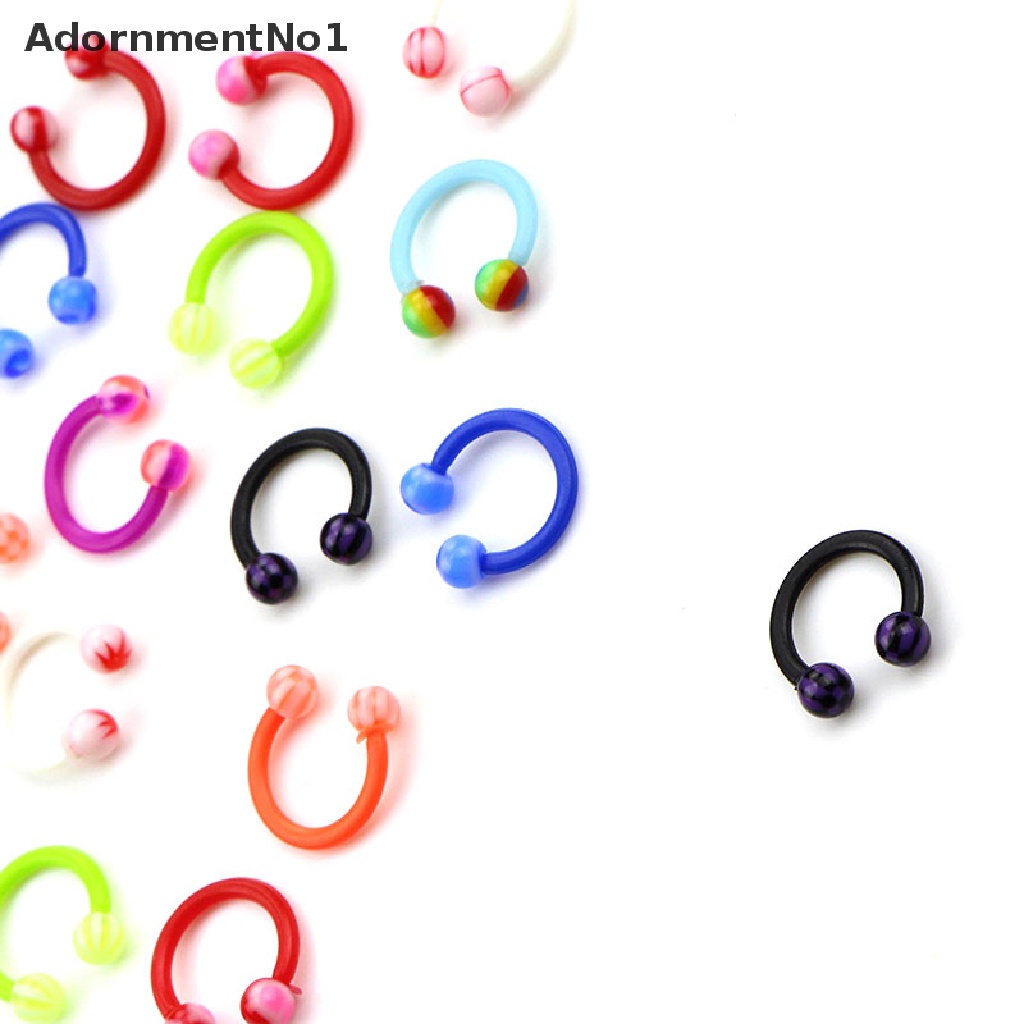 (AdornmentNo1) 20pcs / Set Cincin Tindik Hidung / Tubuh Bentuk C Bahan Akrilik