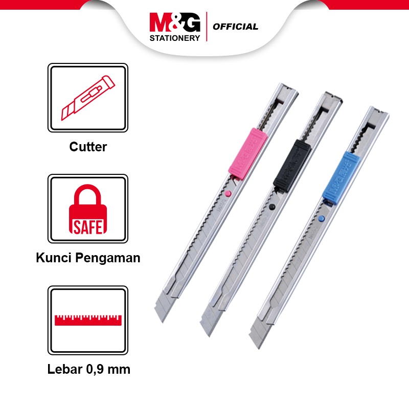 

M&G Cutter Stainless Steel 9mm Pisau Serbaguna Dilengkapi Pengunci - Pengaman