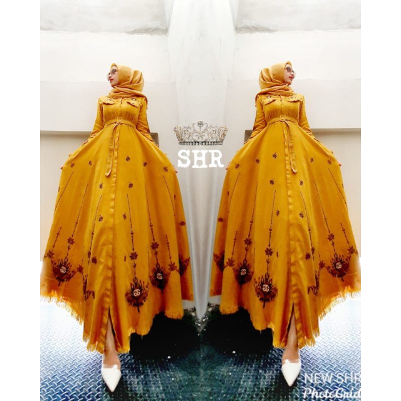 READY ORI SHR MAXI DRESS SOFT JEANS FULL KANCING BORDIR