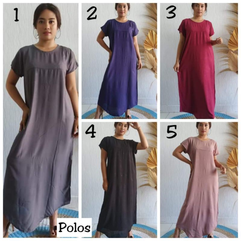 DRESS PANJANG POLOS LENGAN PENDEK