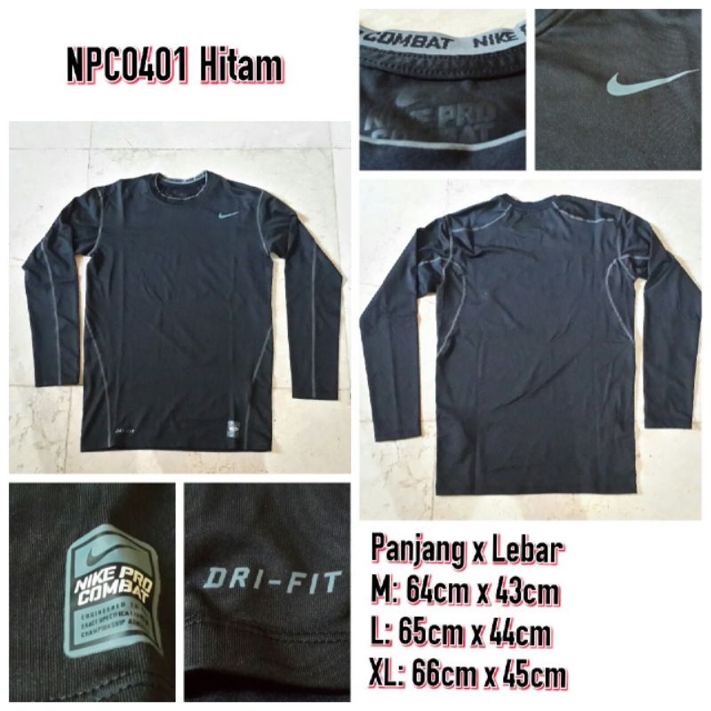 Baju lengan panjang pro combat baselayer daleman dalaman olahraga basket futsal bola baju renang