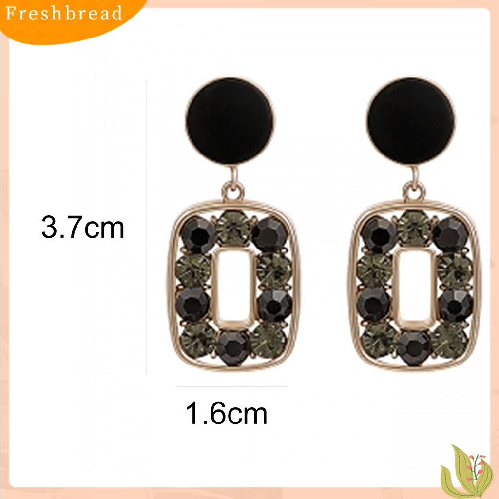 Terlaris 1 Pair Square Unique Drop Ear Stud Geometric-shaped Eye-catching Rhinestone Stud Earrings for Holiday