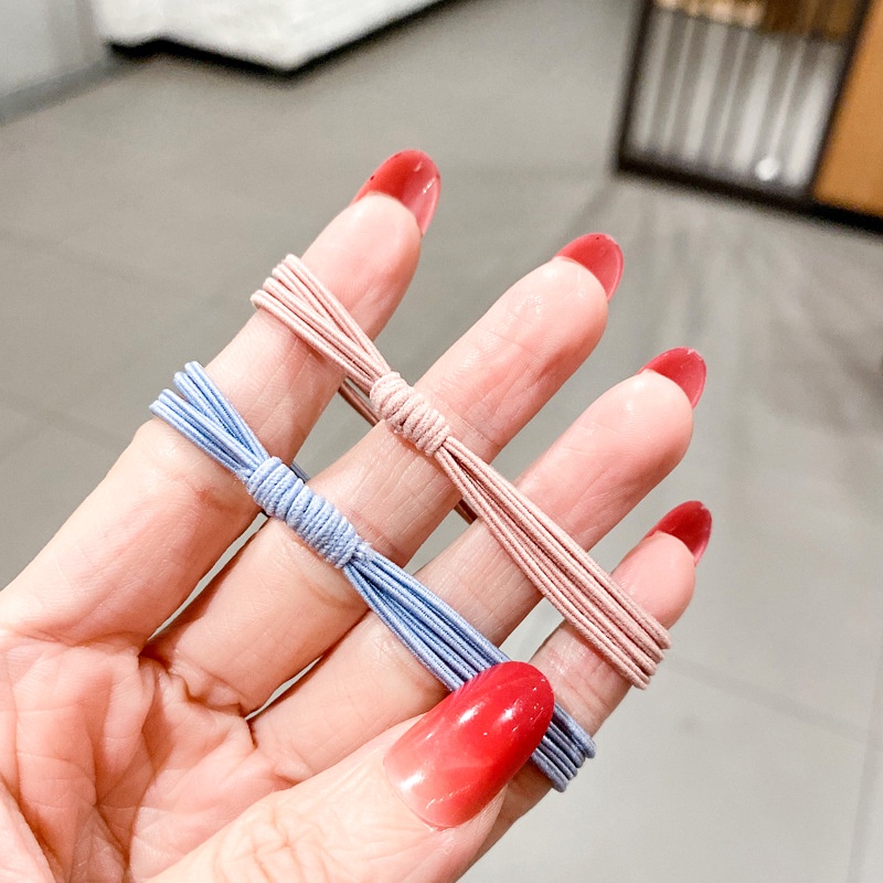 10pcs / set Ikat Rambut Karet Elastis Gaya Korea Untuk Wanita