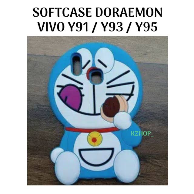 Softcase Vivo Y91 / Y93 / Y95 Cover Hp Casing Silikon Karakter Doraemon Kucing Boneka
