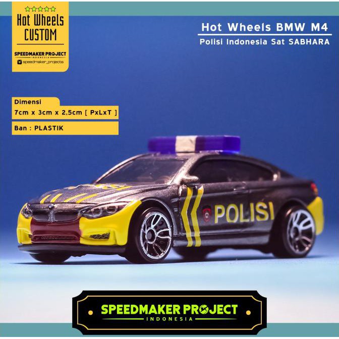 Ready Stock] Hot Wheels Custom Bmw M4 Polisi Indonesia Sat Brimob Diecast Mobil 64