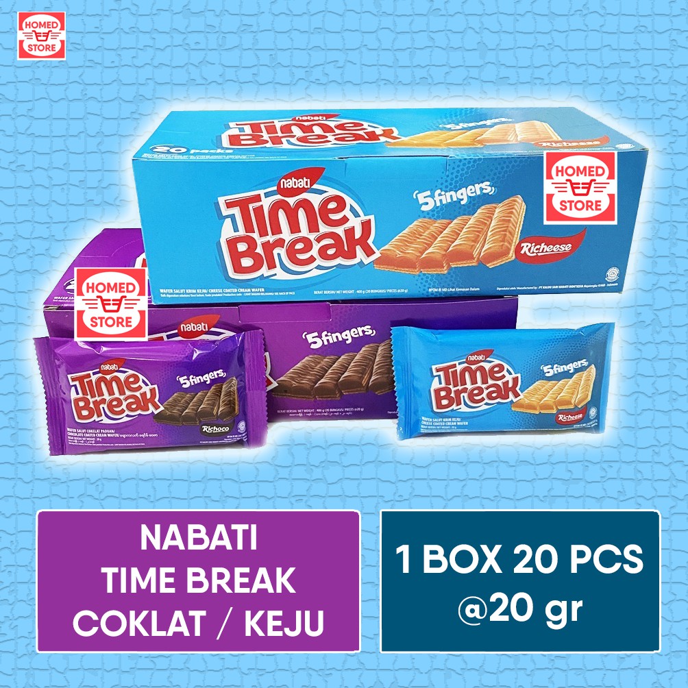 

[BARU] Nabati Time Break Varian Coklat / Keju 5 Fingers 1 Box 20 Pcs Murah