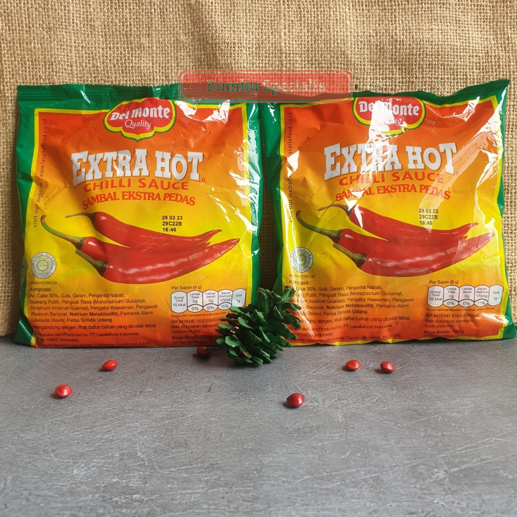 Delmonte Extra Hot Chili / Saus Cabai Delmonte sachet 8gr x 24pcs