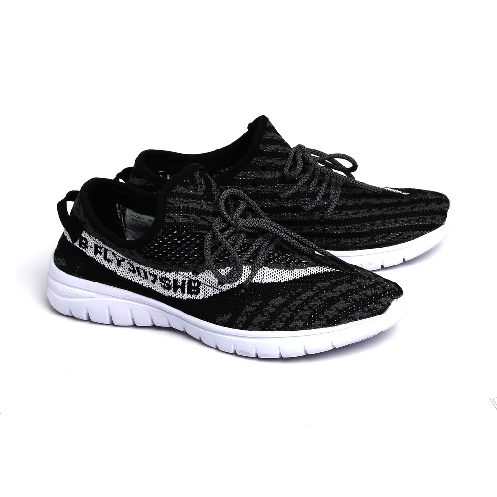 BFLY Sepatu Sneakers Knit Slip On Pria Unisex Casual Running Sporty JAGGER 4 BLACK/CHARCOAL Original