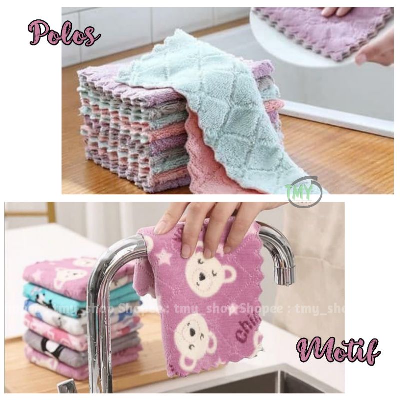 Kain lap microfiber serbaguna lap piring gelas kaca tangan anti minyak serbet serbed murah import wa