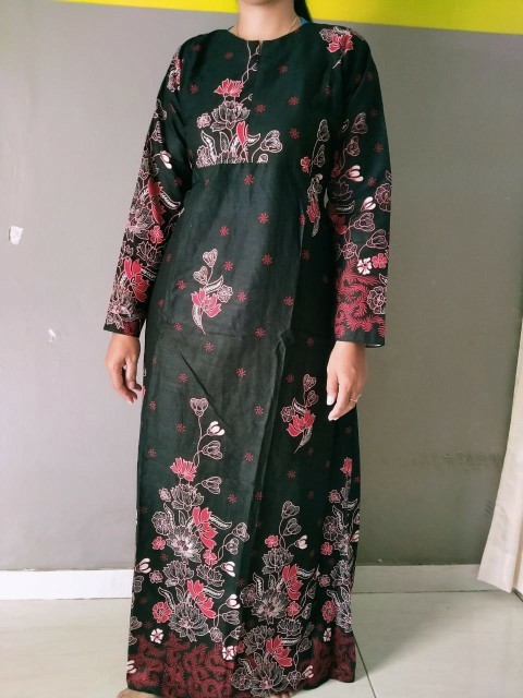 Gamis Batik Katun Gamis Batik Wanita Gamis Batik Pekalongan Gamis Batik Sogan Coklatan M L Xl
