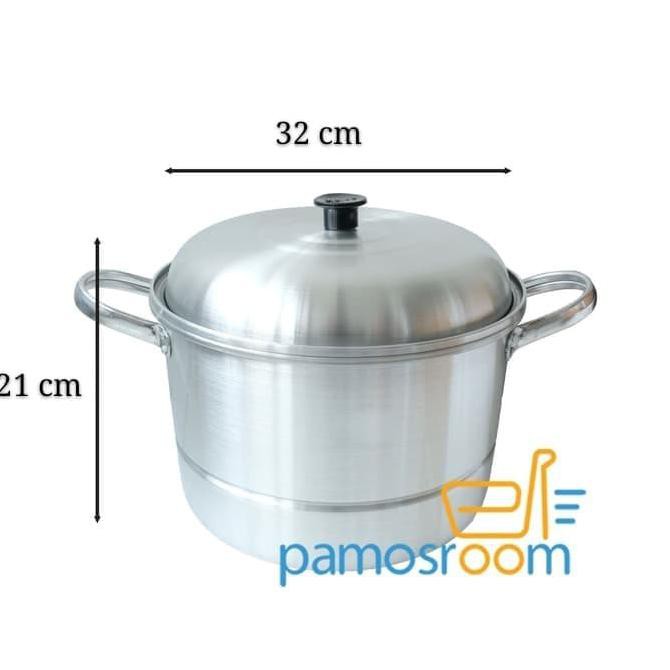 U 32Cm Dandang Serbaguna / Panci Steamer Alumunium Merk Halco 32 Cm