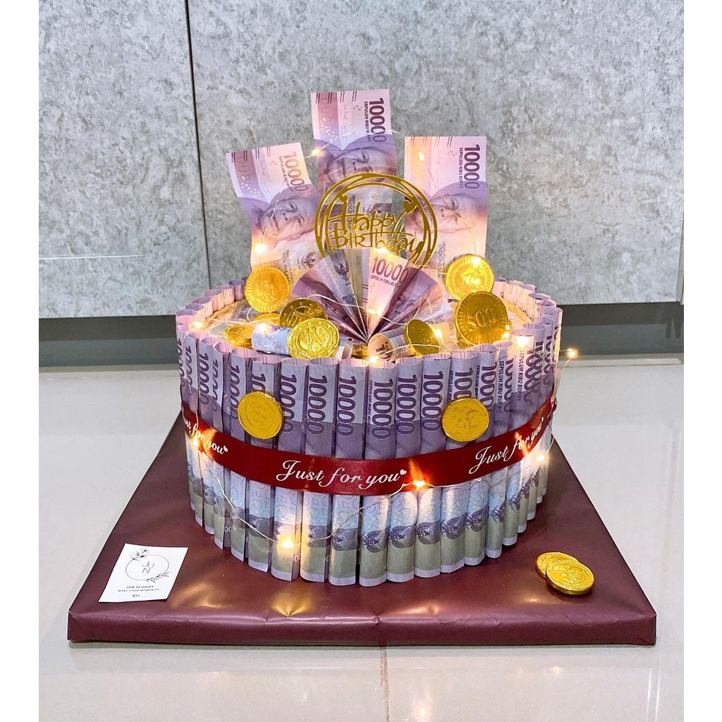 Junflorist Money Cake / Kue Uang / Bunga uang / Hadiah Ultah,Wisuda,Anniversary / Buket Uang