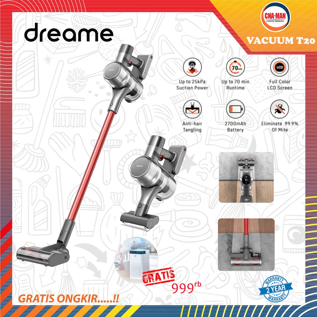 Dreame T20 Wireless Vacuum Cleaner Handheld Cordless Penyedot Debu