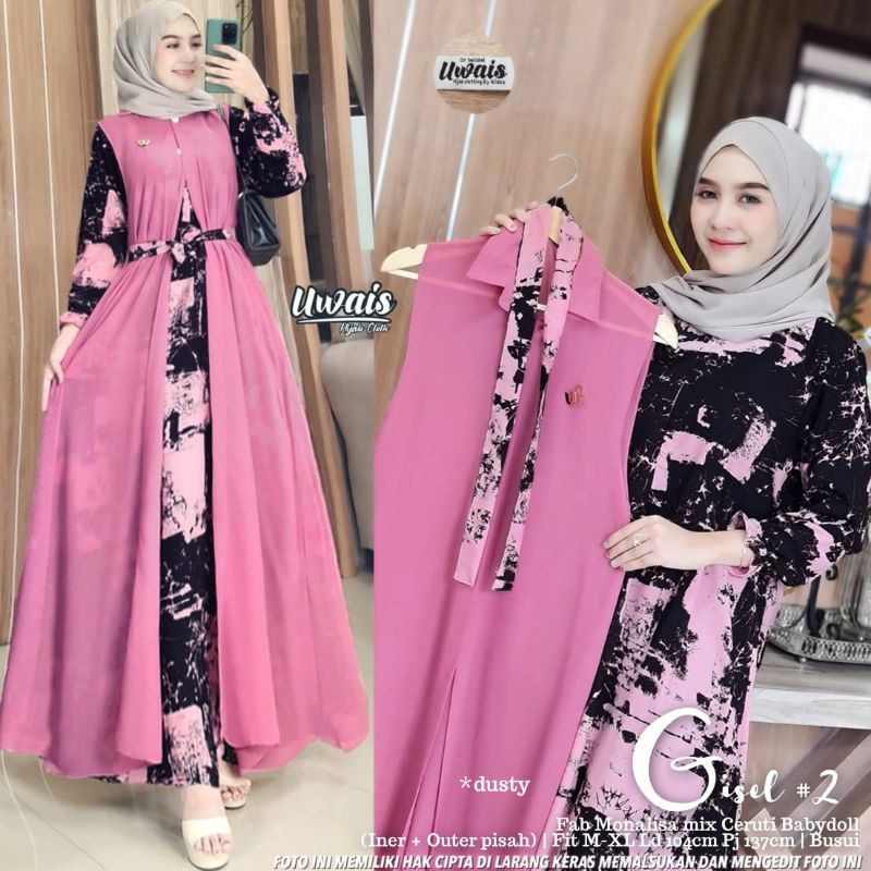 [NEW] GAMIS DRESS FASHION MUSLIM // GISEL #2 BY UWAIS // MEGHAN BY SPASSY-Dusty