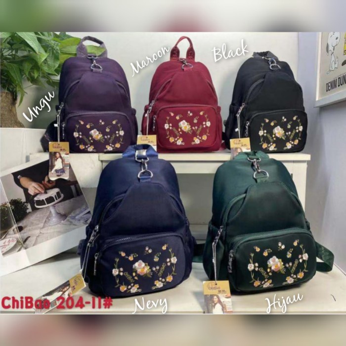 PROMO TAS RANSEL/BACKPACK ORI CHIBAO BORDIR BUNGA CB204-11 5RES T415T