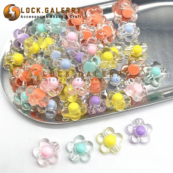 [ 40 pcs ] Manik Manik Mote Bunga Sakura Clear Isi Doff Mute Bunga Bahan Craft & DIY