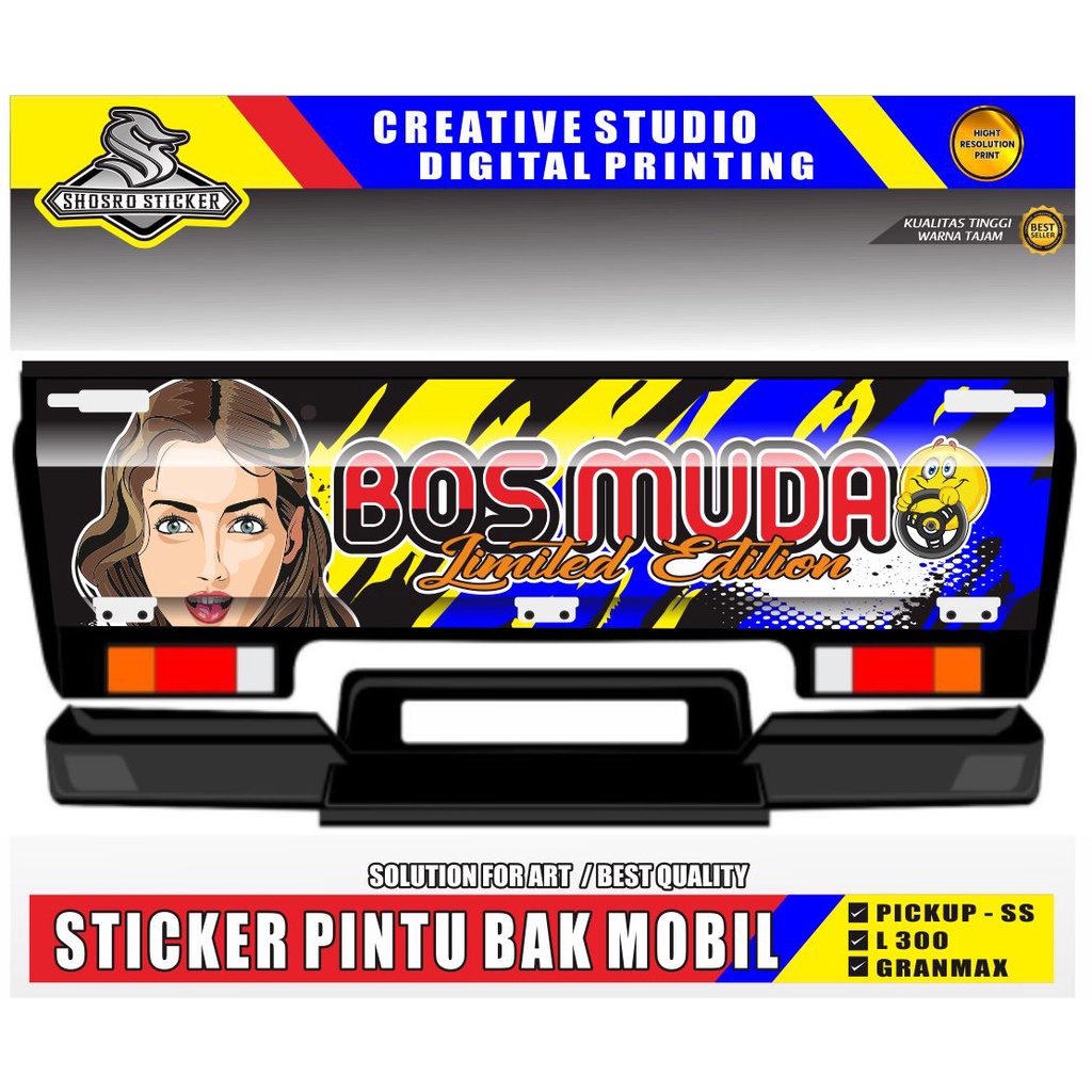 KS DECAL DECAL CUSTOM LIS RACING BUAT BAK MOBIL PICK UP / DECAL STICKER PINTU BAK PICK UP L300 / MOB