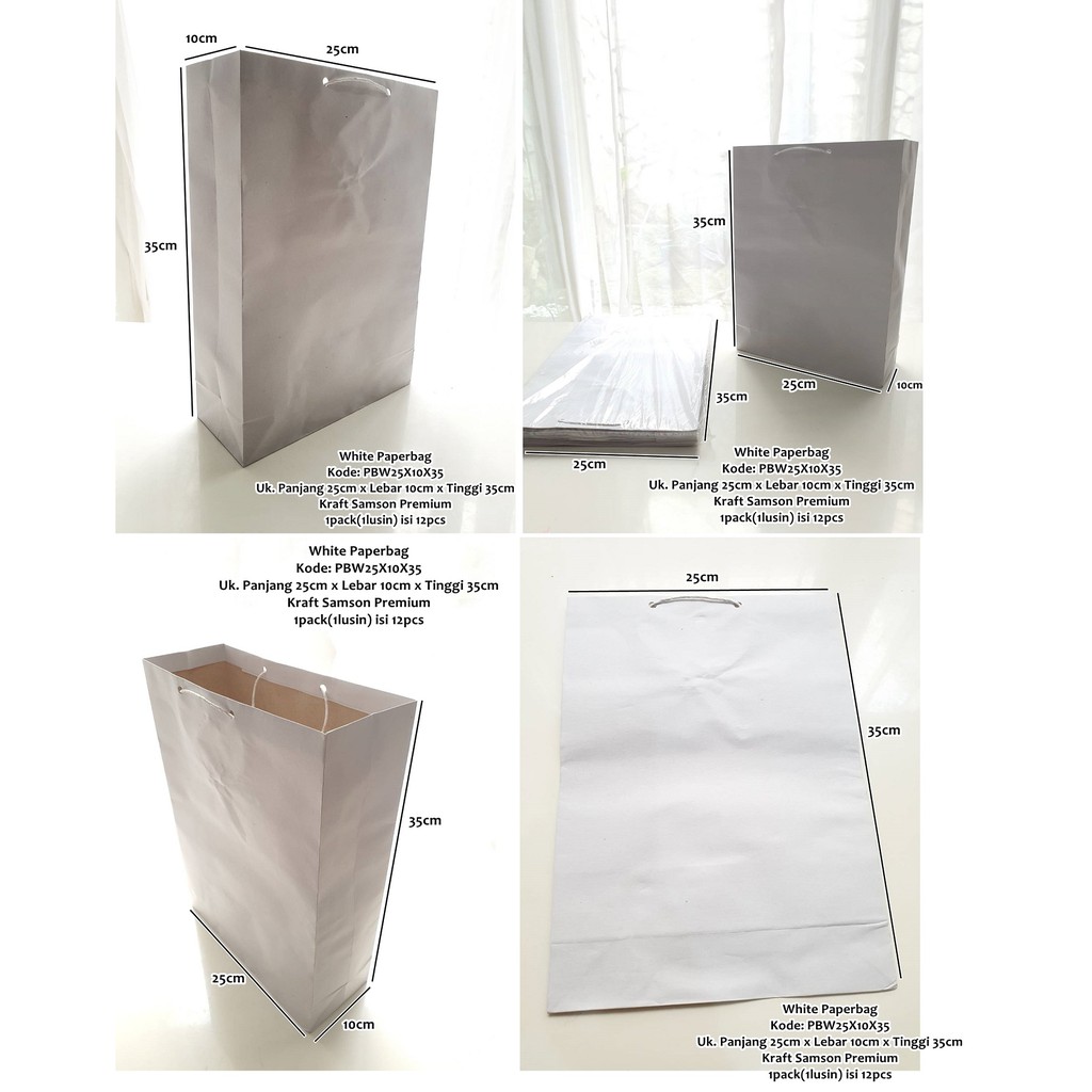 

Tas Kertas Goodiebag White Shopping Bag Paperbag 25X10X35 Serbaguna