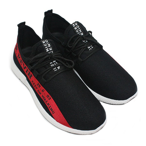 Dr. Kevin Sepatu Sport Pria Men Sneakers 13376 - Hitam/Merah Hitam/Putih
