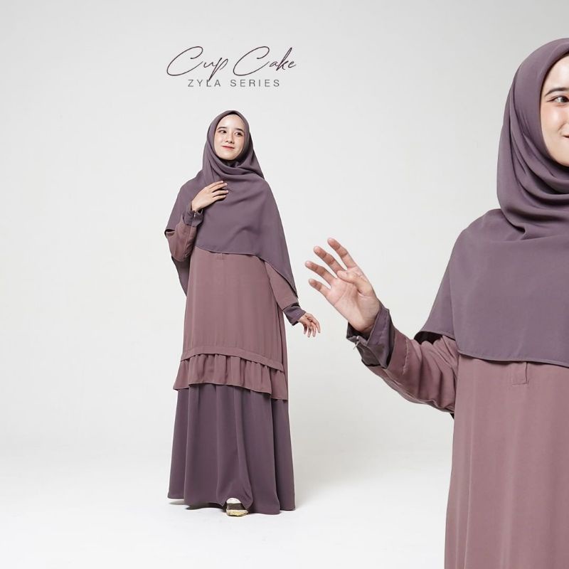 Set Gamis+Khimar Syari | Zyla series - Cupcake | Jamise Syari Sukabumi | Faezia Official Shop