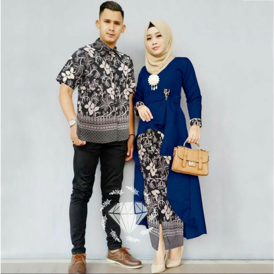 Baju Cauple Batik Pasangan Muslim Suami Istri Mewah Terbaru 2022 Cp Harum Model Kekinian Elegan Tran