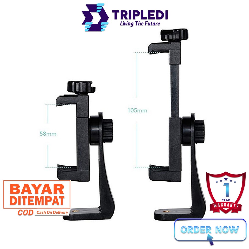 TRIPLEDI Phone Klip Stand Screw Baut Tongsis Tripod Selfie Stick Flash Light Dudukan Handphone Ponsel Rotatable  360 Derajat Horizontal Vertikal Universal IOS Android iPhone Samsung Extendable-3