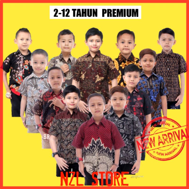 Baju Batik Anak Laki Laki Umur 1-12 Tahun Terbaru / Atasan Hem Kemeja Lengan Pendek Anak Cowok Murah