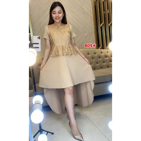 805# dress ekor scuba fashion wanita pesta