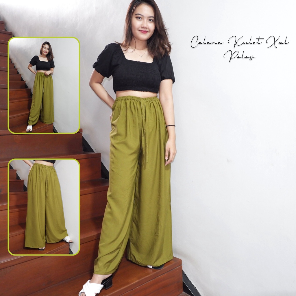 Celana Kulot Wanita Jumbo Bahan Rayon Premium Termurah Kekinian