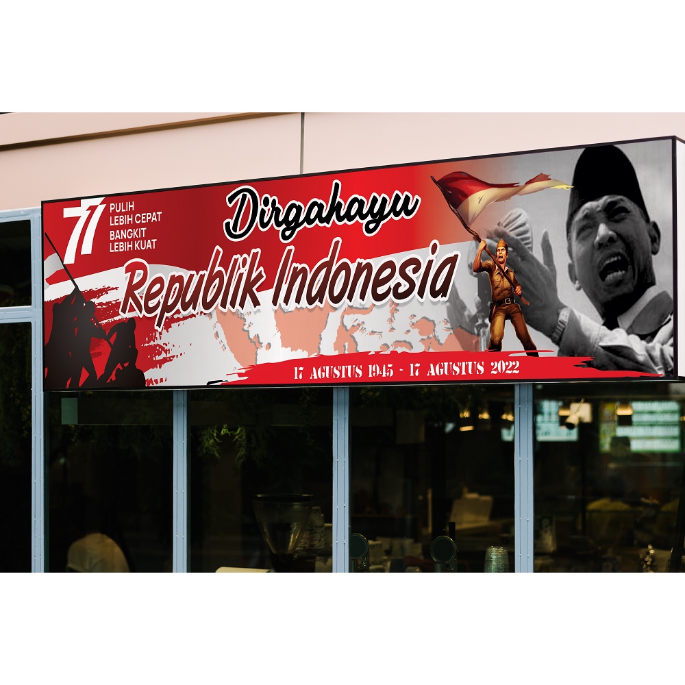MMT Banner Spanduk 17 Agustus  Dirgahayu Kemerdekaan  HUT RI MMT Ukuran 400 X 100 cm FREE custom
