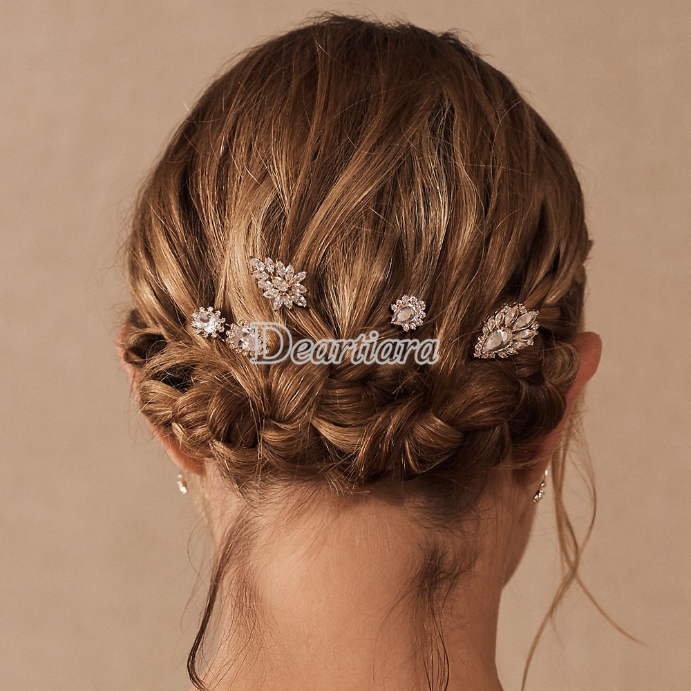 5pcs Jepit Rambut Bentuk U Hias Kristal Gaya Retro Untuk Pengantin