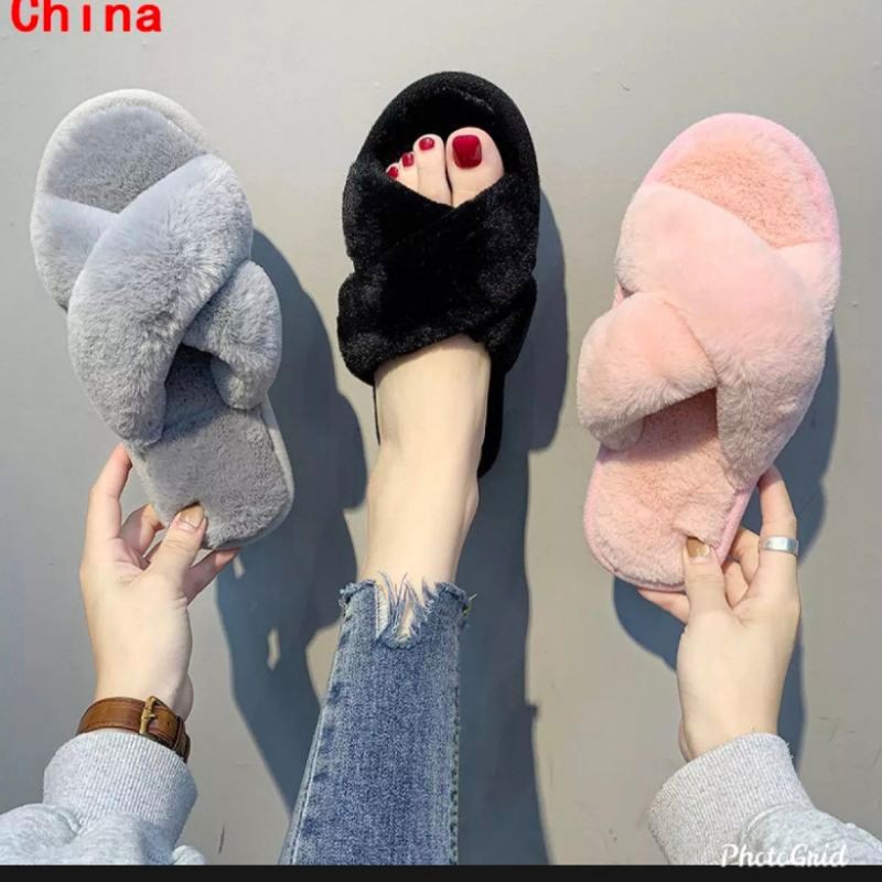 sendal cewek bulu /sandal wanita kokop /sendal murah / sendal rumah