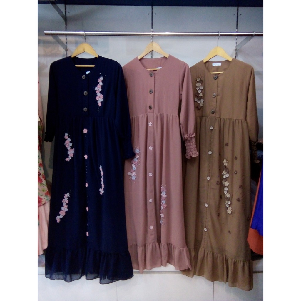 Gamis Ceruty Babydoll / Gamis Tangan Serut / Gamis Kekinian / Gamis Tangan Serut / Gamis Remaja