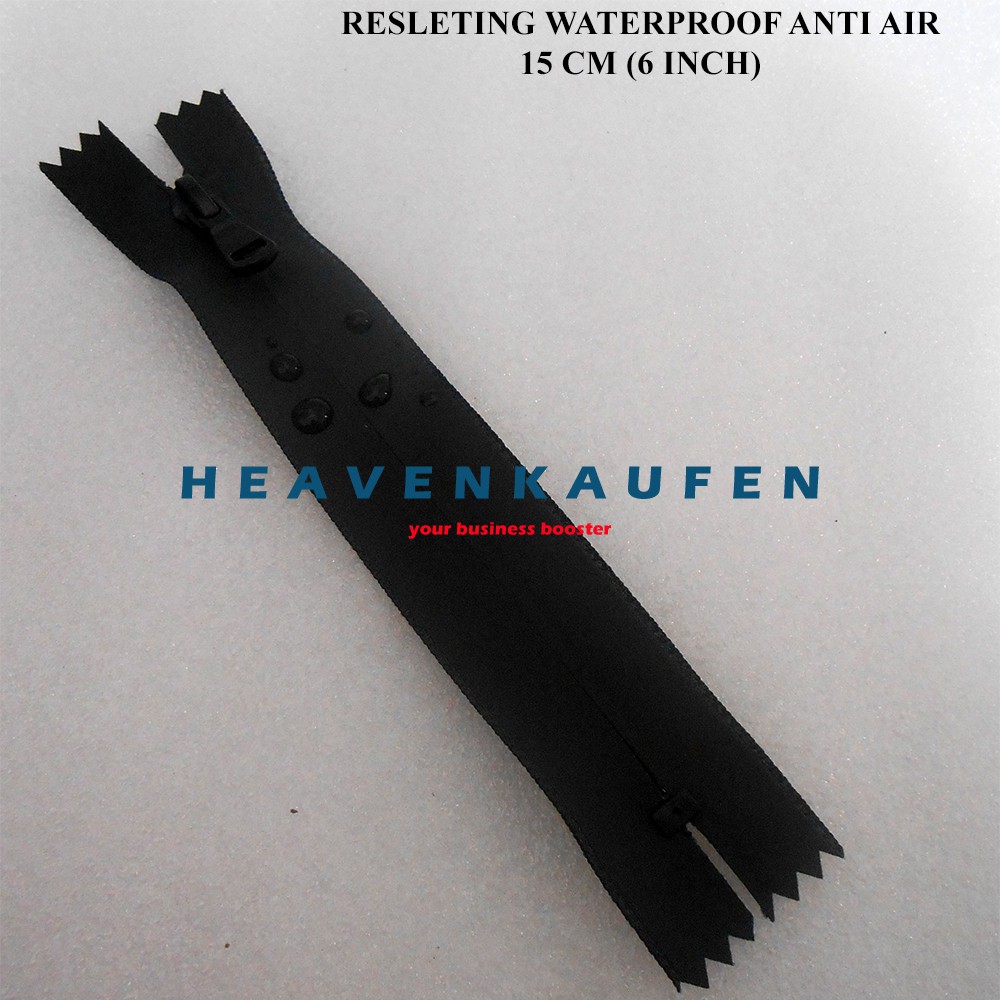 Resleting Zipper Anti Air Waterproof Panjang 15 cm Atau 6 inch Warna Hitam