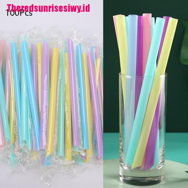 100 Pcs Sedotan Minum Besar Warna Campur Untuk Pearl Bubble Tea Smoothie