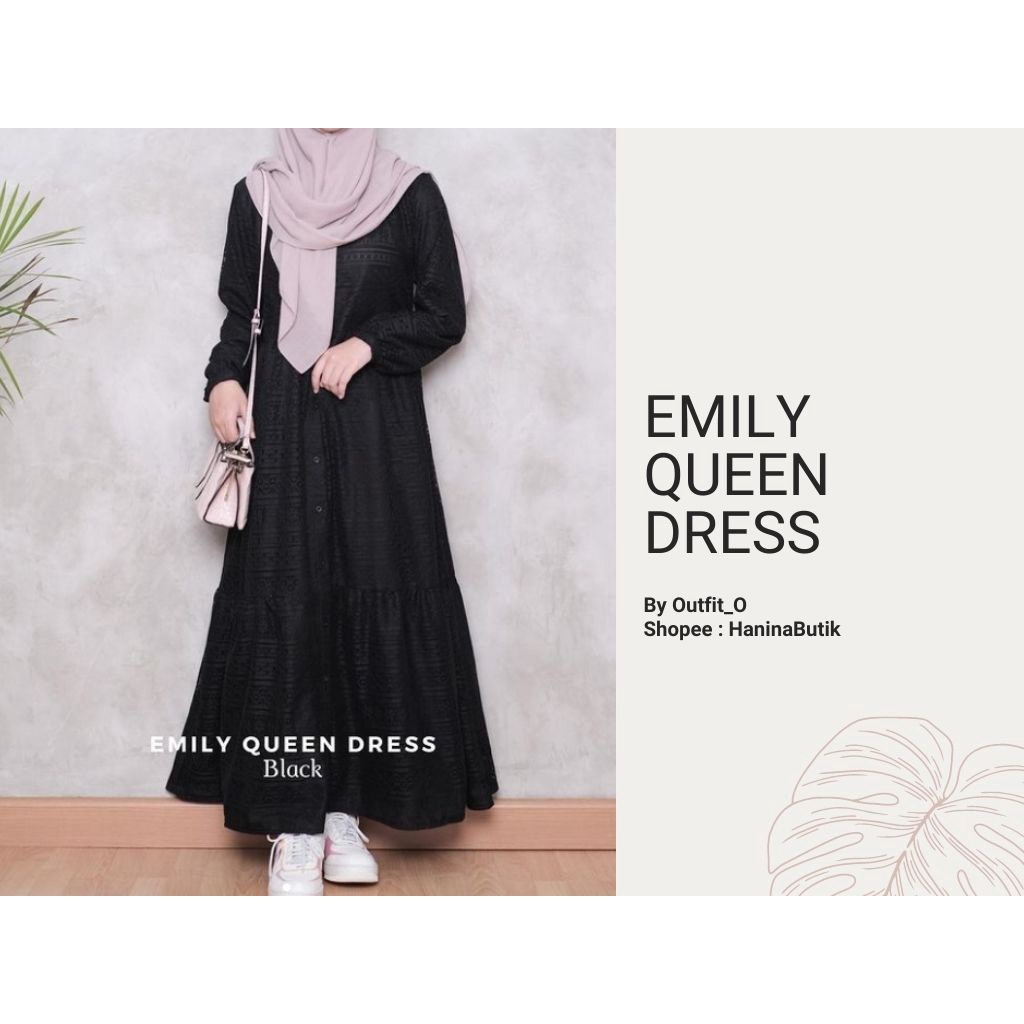(𝗦𝗜𝗔𝗣 𝗞𝗜𝗥𝗜𝗠) EMILY QUEEN DRESS by OUTFIT_O | DRESS LACE WANITA BLACK L