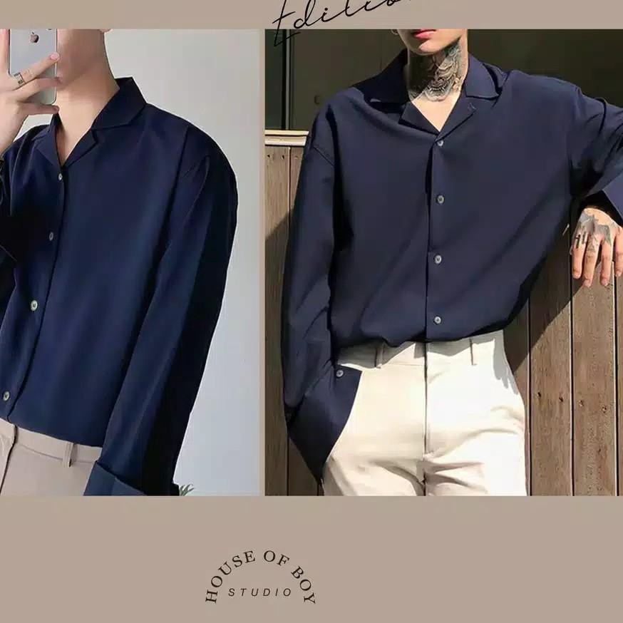 ✺ KEMEJA OVERSIZE /KEMEJA PRIA SANTAI POLOS LENGAN PJG/KEMEJA KOREA STYLE POLOS M L XL XXL ֍